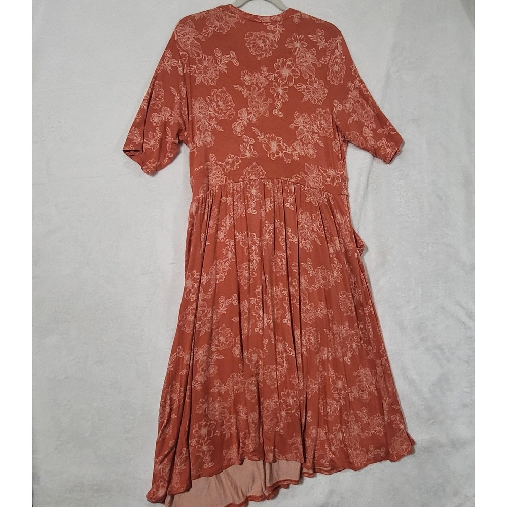 Torrid Super Soft Knits Dress Womens 1X Orange Floral Maxi Fit Flare Pockets